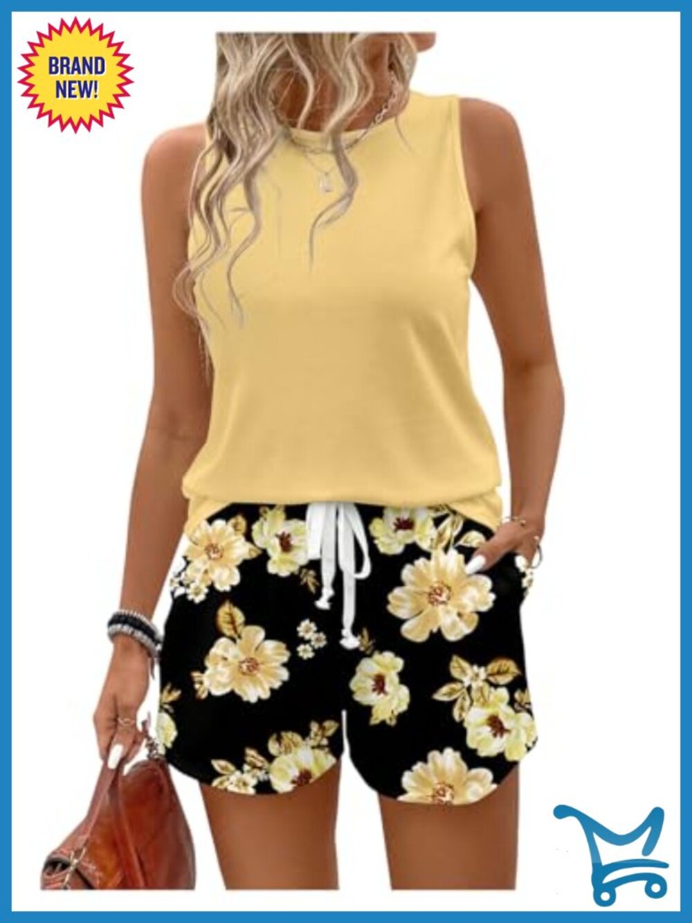 Plus Size 2 Piece Sleeveless Tank Top and Floral Print Shorts Set